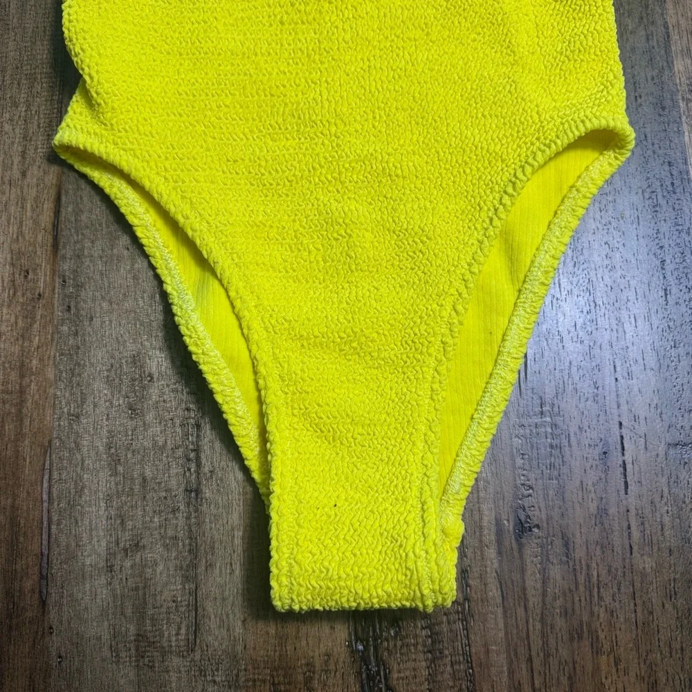 Clockhouse Yellow Cheeky‎ One Piece Swimsuit Stretchy Cutout Style ~ Approx M